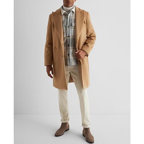 NWT - Express Men’s Plaid Knit Shirt Jacket, Oyster – Size XL - Picture 2 of 16